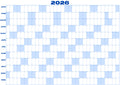 2026 Wall Calendar - A0 Cerulean Blue